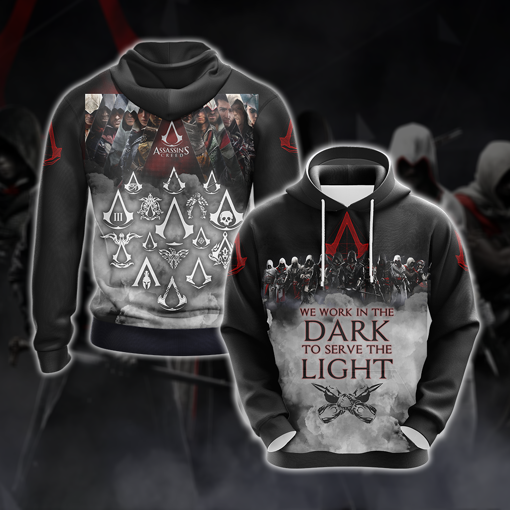 Assassin's Creed All Games Logos - We work in the dark to serve the light Unisex 3D T-shirt Zip Hoodie Pullover Hoodie Hoodie