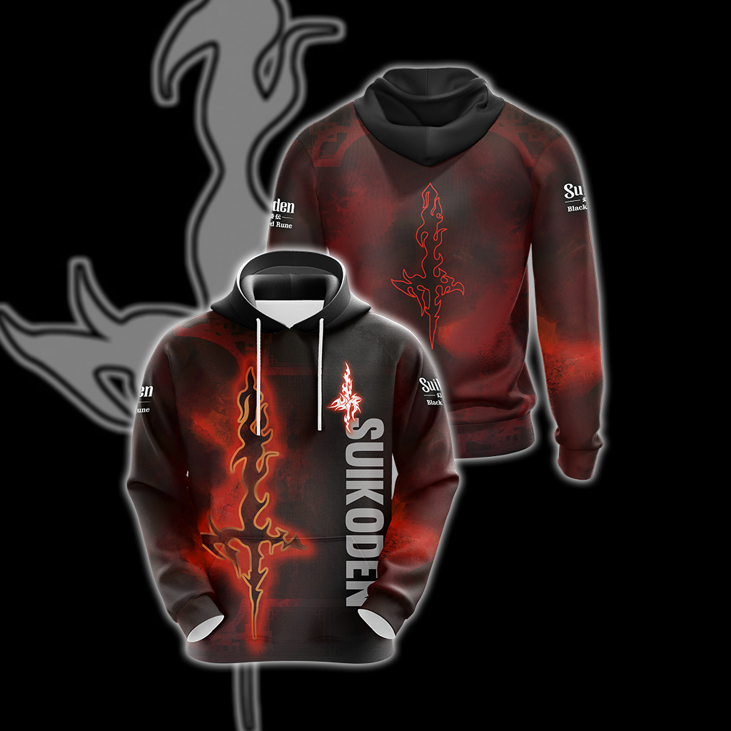 Suikoden Black Sword Rune Unisex 3D T-shirt Zip Hoodie
