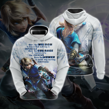The Legend Of Zelda Link WISDOM COURAGE POWER T-shirt Zip Hoodie Pullover Hoodie Hoodie