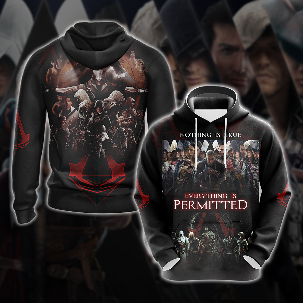Nothing is True - Everything is Permitted Assassin's Creed All Over Print T-shirt Zip Hoodie Pullover Hoodie Hoodie