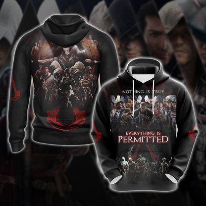 Nothing is True - Everything is Permitted Assassin's Creed All Over Print T-shirt Zip Hoodie Pullover Hoodie Hoodie