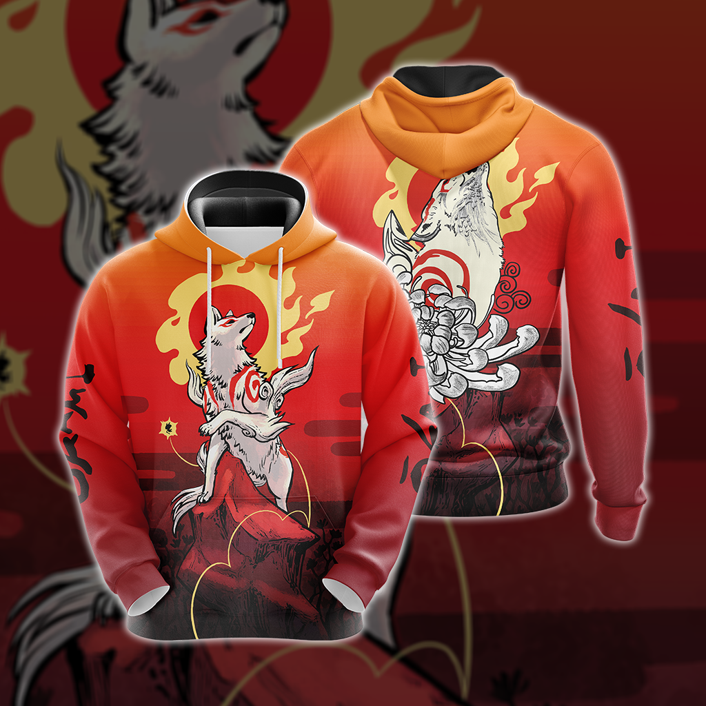 Okami Fox Fire Unisex 3D T-shirt Hoodie