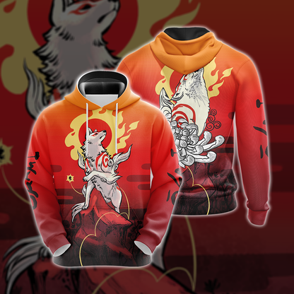 Okami Fox Fire Unisex 3D T-shirt Hoodie