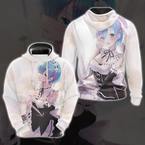 Rem Re:Zero All Over Print T-shirt Tank Top Zip Hoodie Pullover Hoodie Hoodie S 