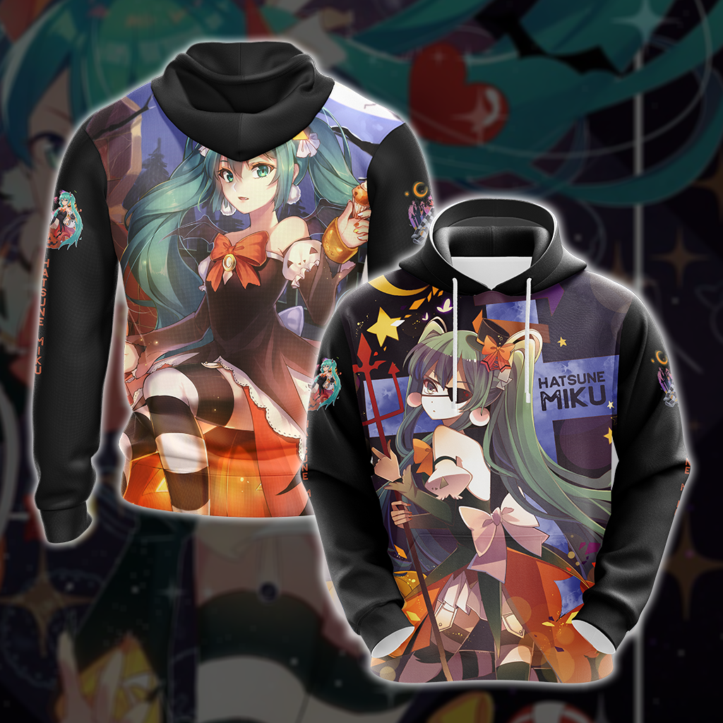 Hatsune Miku Halloween All Over Print T-shirt Zip Hoodie Pullover Hoodie Hoodie