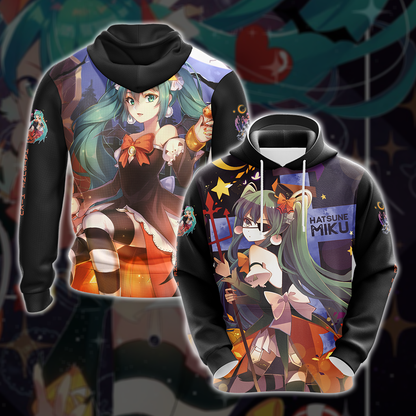 Hatsune Miku Halloween All Over Print T-shirt Zip Hoodie Pullover Hoodie Hoodie