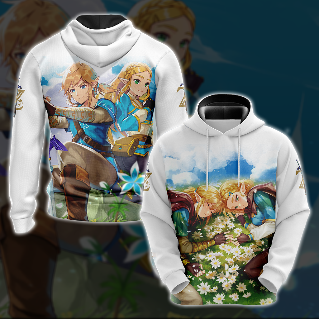Link and Zelda The Legend of Zelda All Over Print T-shirt Tank Top Zip Hoodie Pullover Hoodie Hoodie
