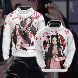 Nezuko Demon Slayer All Over Print T-shirt Zip Hoodie Pullover Hoodie Hoodie S 