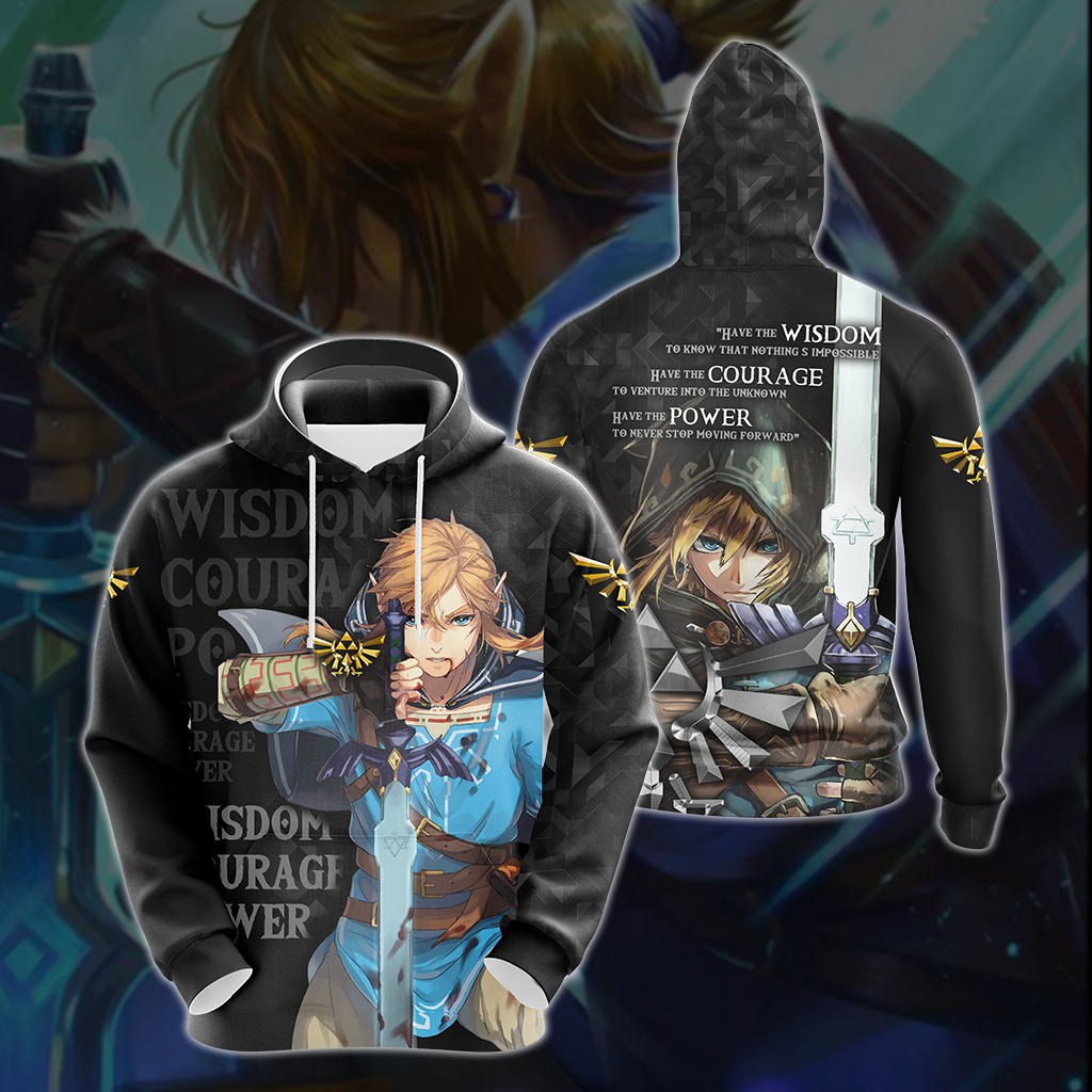 The Legend Of Zelda Link WISDOM COURAGE POWER Unisex 3D T-shirt Zip Hoodie Pullover Hoodie Hoodie