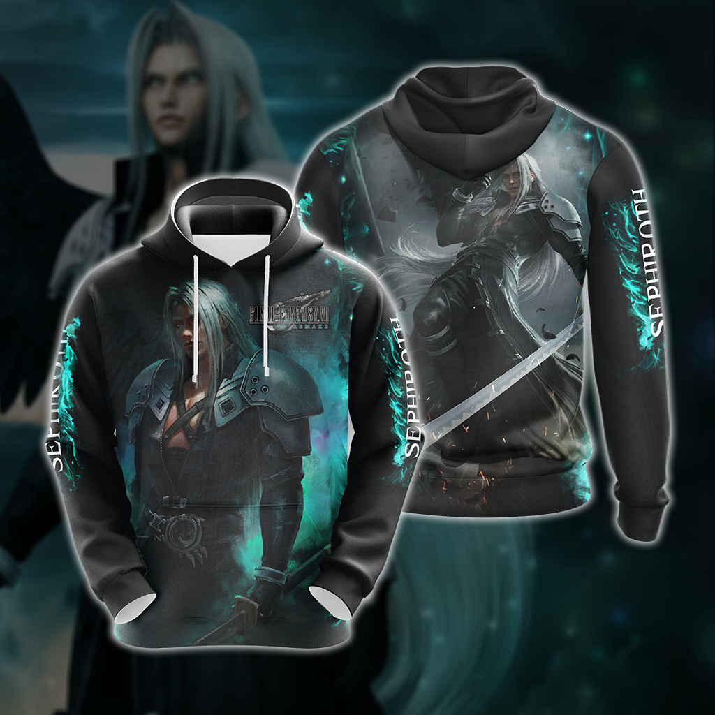 Final Fantasy VII Remake Sephiroth Unisex 3D T-shirt Zip Hoodie Hoodie