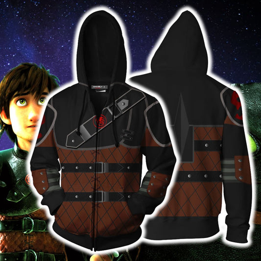 How To Train Your Dragon Hiccup Cosplay Zip Up Hoodie Jacket 5XL