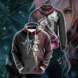 Final Fantasy XIII - Lightning Unisex 3D T-shirt Zip Hoodie Hoodie S 