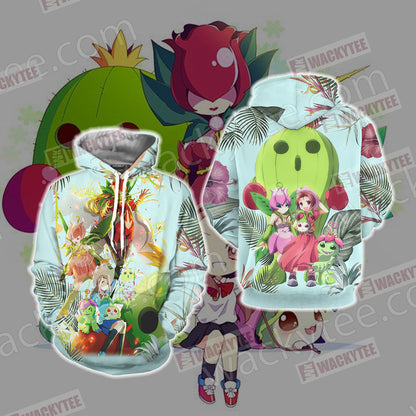 Digimon Palmon Evolution Line Unisex 3D T-shirt Hoodie