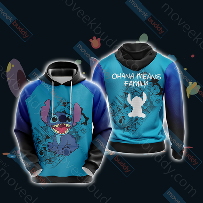 Stitch - Ohana Means Family Unisex 3D T-shirt Hoodie
