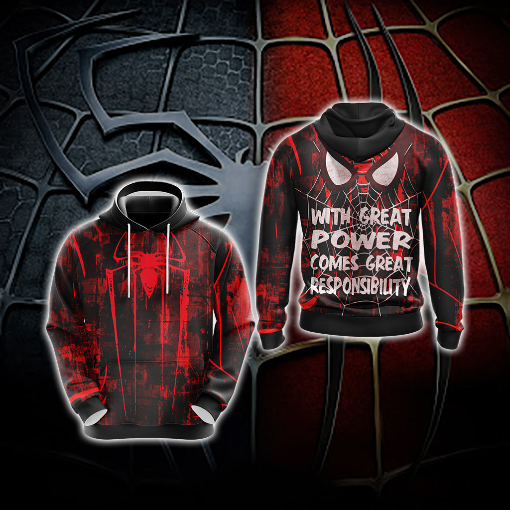 Spider-Man With Great Power Comes Great Responsibility Unisex 3D T-shirt Hoodie