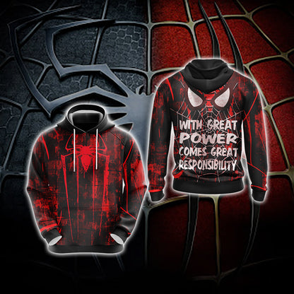 Spider-Man With Great Power Comes Great Responsibility Unisex 3D T-shirt Hoodie