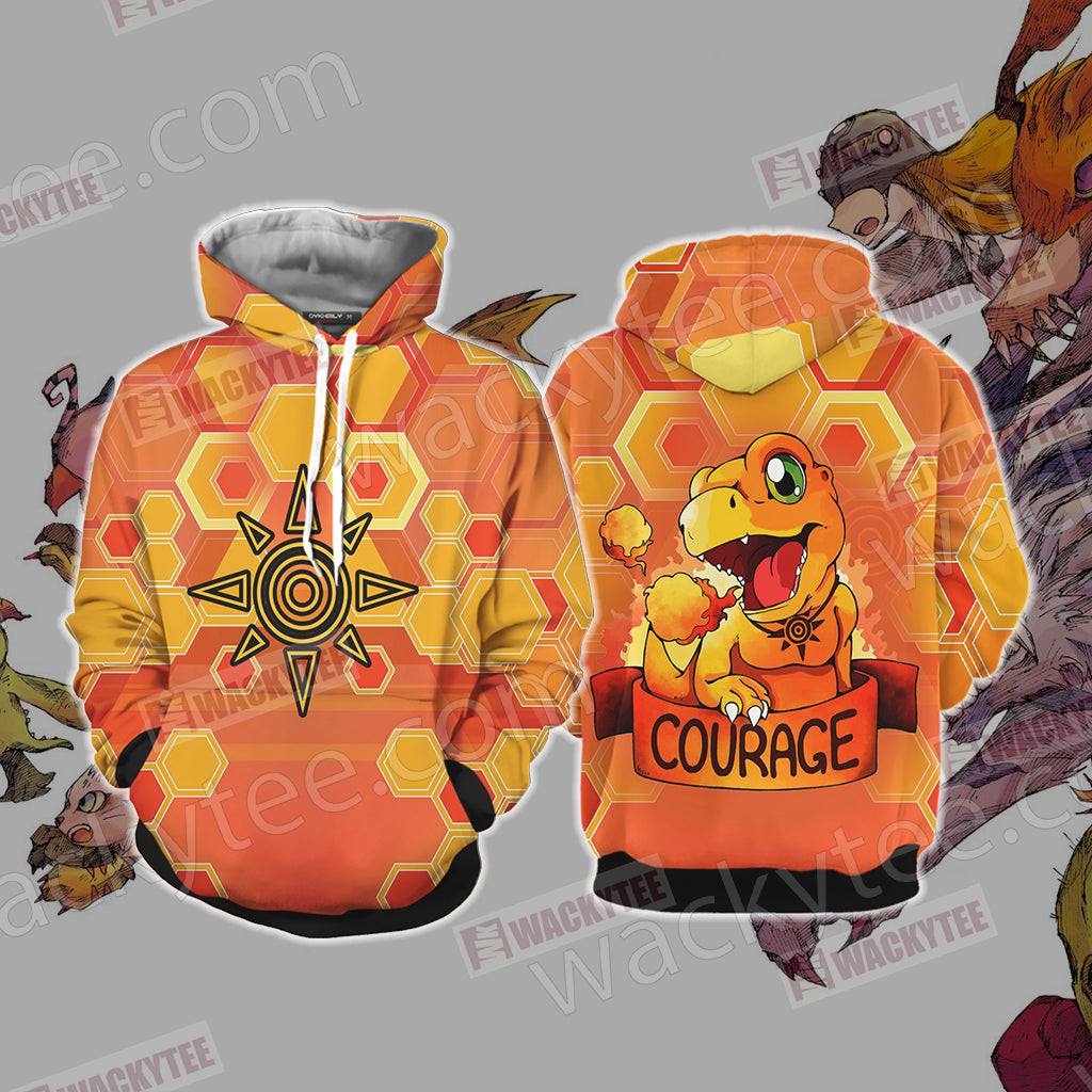 Digimon - The Crest Of Courage Unisex 3D T-shirt Hoodie