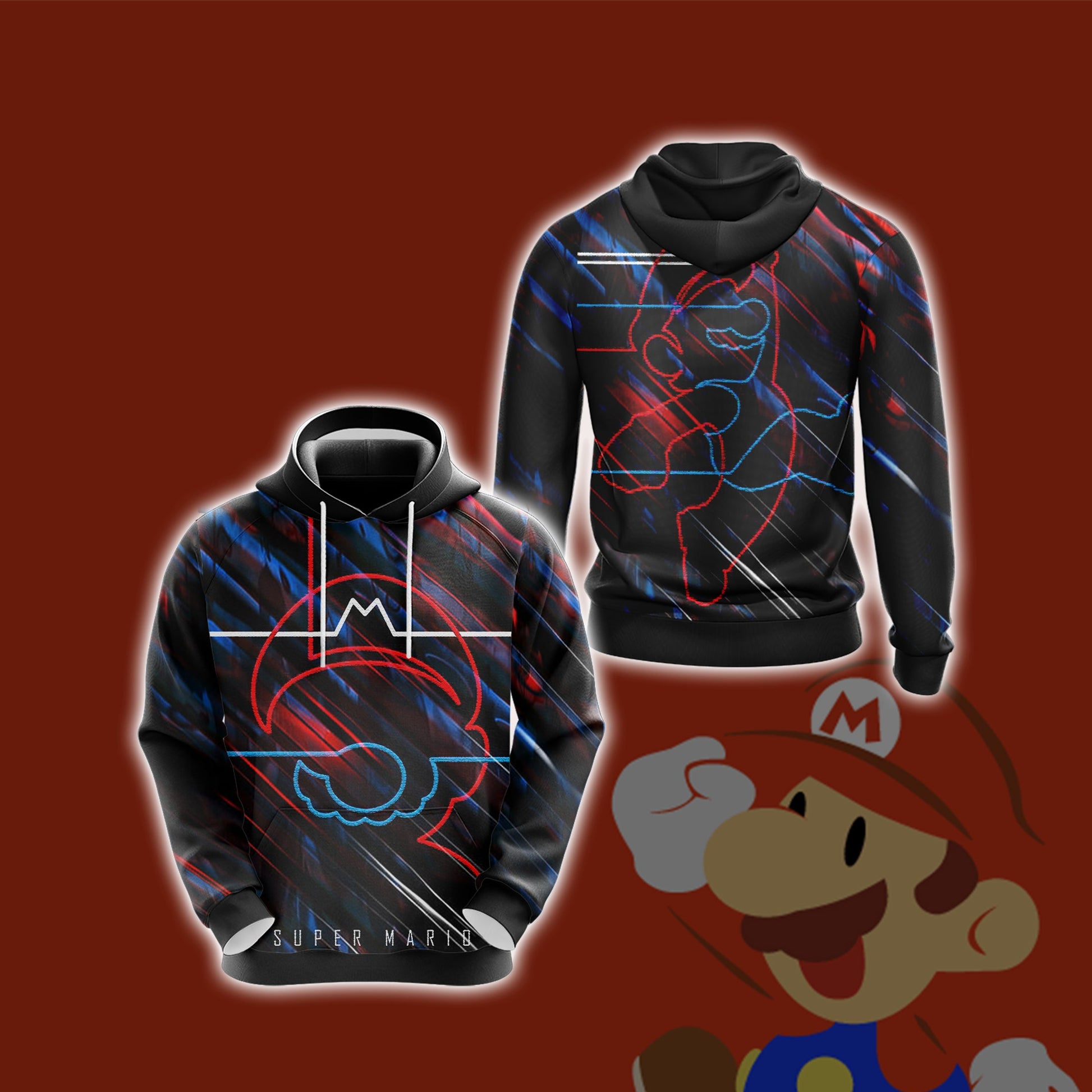 Super Mario Minimalist Unisex 3D T-shirt Hoodie