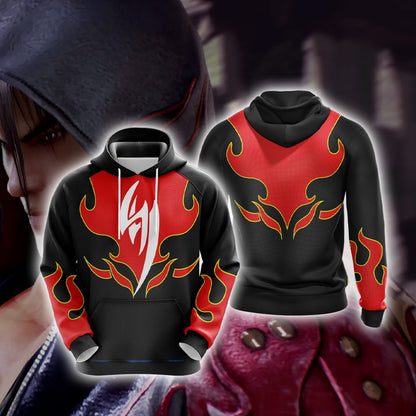 Tekken Jin Kazama Red Flame Unisex 3D T-shirt Hoodie