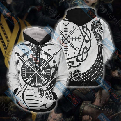 Vikings - Vegvisir symbol Unisex 3D T-shirt Hoodie