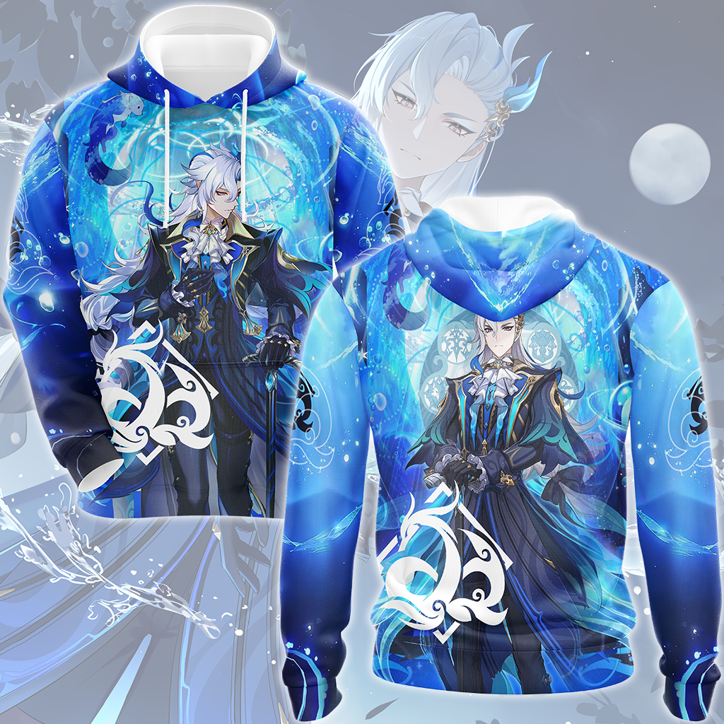 Genshin Impact Neuvillette Video Game All Over Printed T-shirt Tank Top Zip Hoodie Pullover Hoodie Hawaiian Shirt Beach Shorts Joggers Hoodie