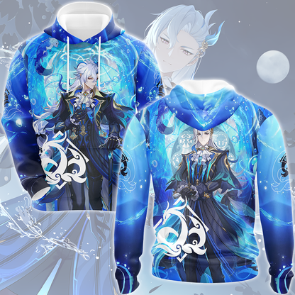 Genshin Impact Neuvillette Video Game All Over Printed T-shirt Tank Top Zip Hoodie Pullover Hoodie Hawaiian Shirt Beach Shorts Joggers Hoodie