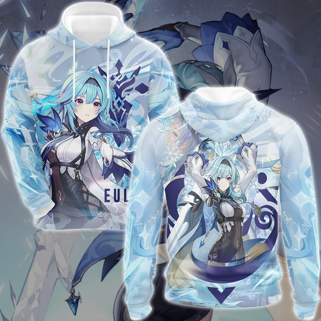 Genshin Impact Eula Video Game All Over Printed T-shirt Tank Top Zip Hoodie Pullover Hoodie Hawaiian Shirt Beach Shorts Joggers Hoodie