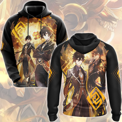 Genshin Impact Zhongli Video Game All Over Printed T-shirt Tank Top Zip Hoodie Pullover Hoodie Hawaiian Shirt Beach Shorts Joggers Hoodie