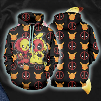 PikaPool Deadpool And Pikachu Unisex 3D T-shirt Hoodie