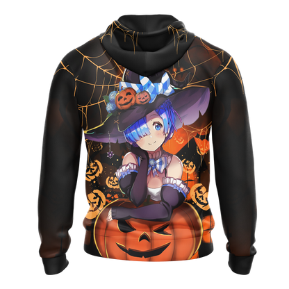 Rem Re:Zero Halloween All Over Print T-shirt Zip Hoodie Pullover Hoodie