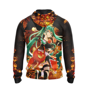 Hatsune Miku Halloween All Over Print T-shirt Zip Hoodie Pullover Hoodie   