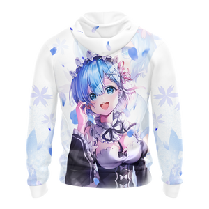 Rem Re:Zero All Over Print T-shirt Zip Hoodie Pullover Hoodie   