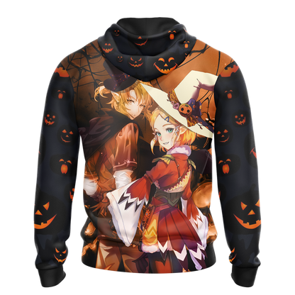 The Legend of Zelda Link & Zelda Halloween All Over Print T-shirt Zip Hoodie Pullover Hoodie
