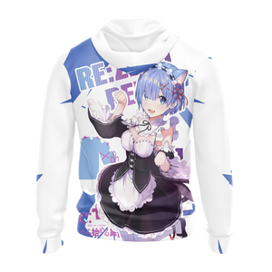 Rem Re:Zero All Over Print T-shirt Zip Hoodie Pullover Hoodie   