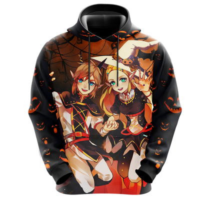 The Legend of Zelda Link & Zelda Halloween All Over Print T-shirt Zip Hoodie Pullover Hoodie