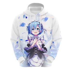 Rem Re:Zero All Over Print T-shirt Zip Hoodie Pullover Hoodie   