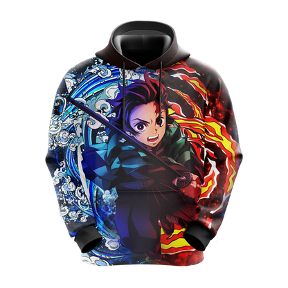 Tanjiro Sun and Water Breathing Techniques Demon Slayer All Over Print T-shirt Zip Hoodie Pullover Hoodie
