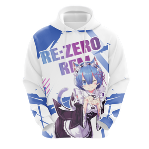 Rem Re:Zero All Over Print T-shirt Zip Hoodie Pullover Hoodie   