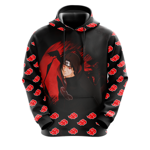 Akatsuki Itachi Naruto All Over Print T-shirt Zip Hoodie Pullover Hoodie   