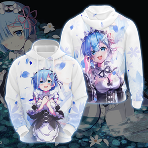 Rem Re:Zero All Over Print T-shirt Zip Hoodie Pullover Hoodie Hoodie S 