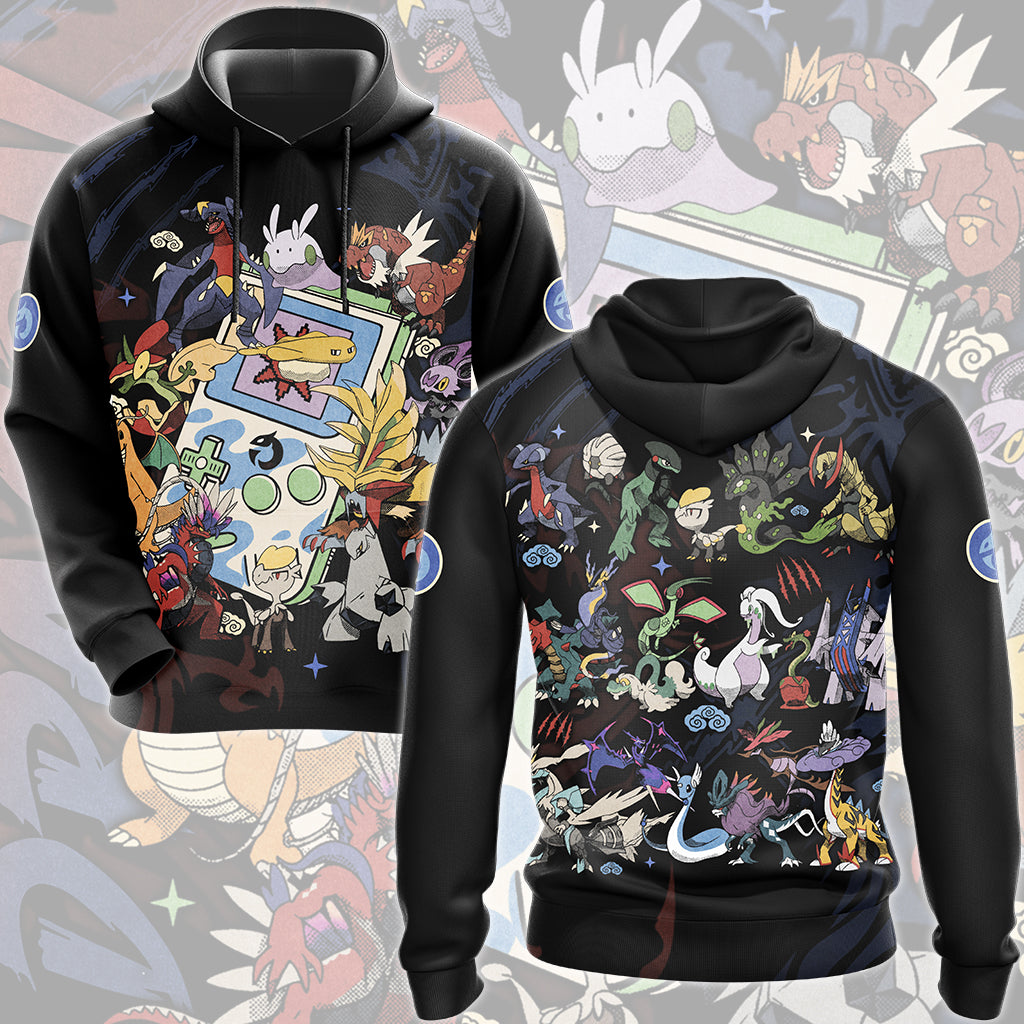 Pokemon Dragon Type Club Video Game All Over Printed T-shirt Tank Top Zip Hoodie Pullover Hoodie Hawaiian Shirt Beach Shorts Joggers