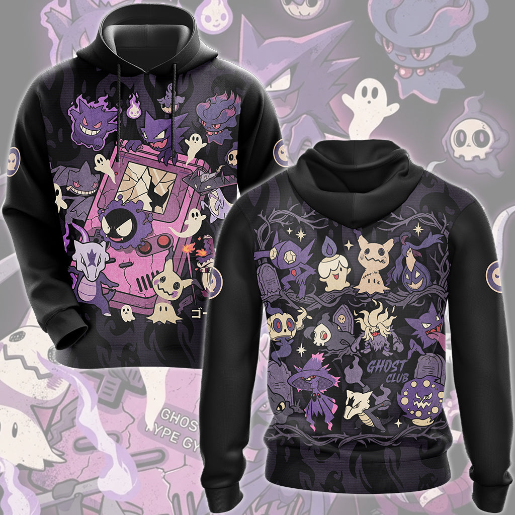 Pokemon Ghost Type Club Video Game All Over Printed T-shirt Tank Top Zip Hoodie Pullover Hoodie Hawaiian Shirt Beach Shorts Joggers