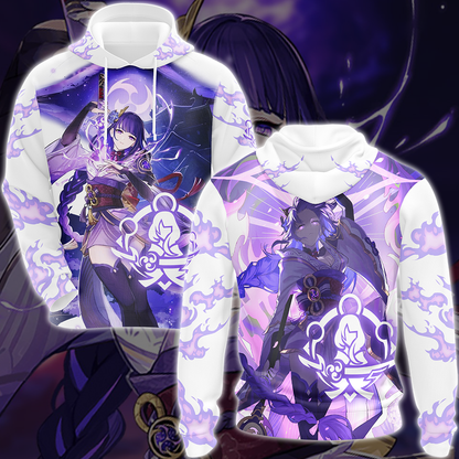 Genshin Impact Raiden Shogun Video Game All Over Printed T-shirt Tank Top Zip Hoodie Pullover Hoodie Hawaiian Shirt Beach Shorts Joggers Hoodie