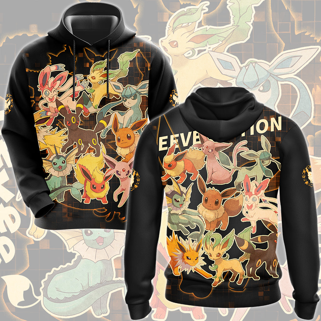 Pokemon Eeveelution Video Game All Over Printed T-shirt Tank Top Zip Hoodie Pullover Hoodie Hawaiian Shirt Beach Shorts Joggers