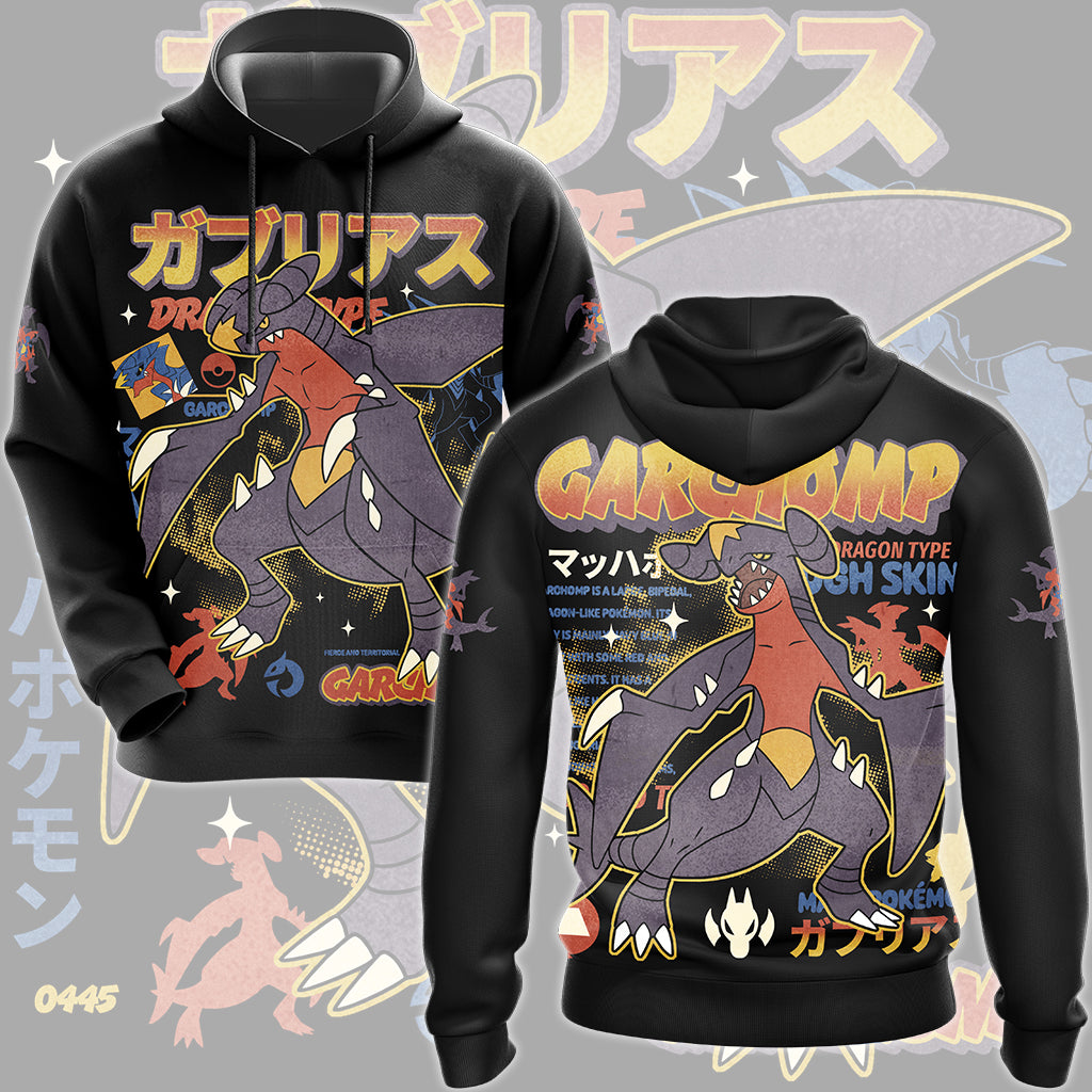 Pokemon Garchomp Video Game All Over Printed T-shirt Tank Top Zip Hoodie Pullover Hoodie Hawaiian Shirt Beach Shorts Joggers