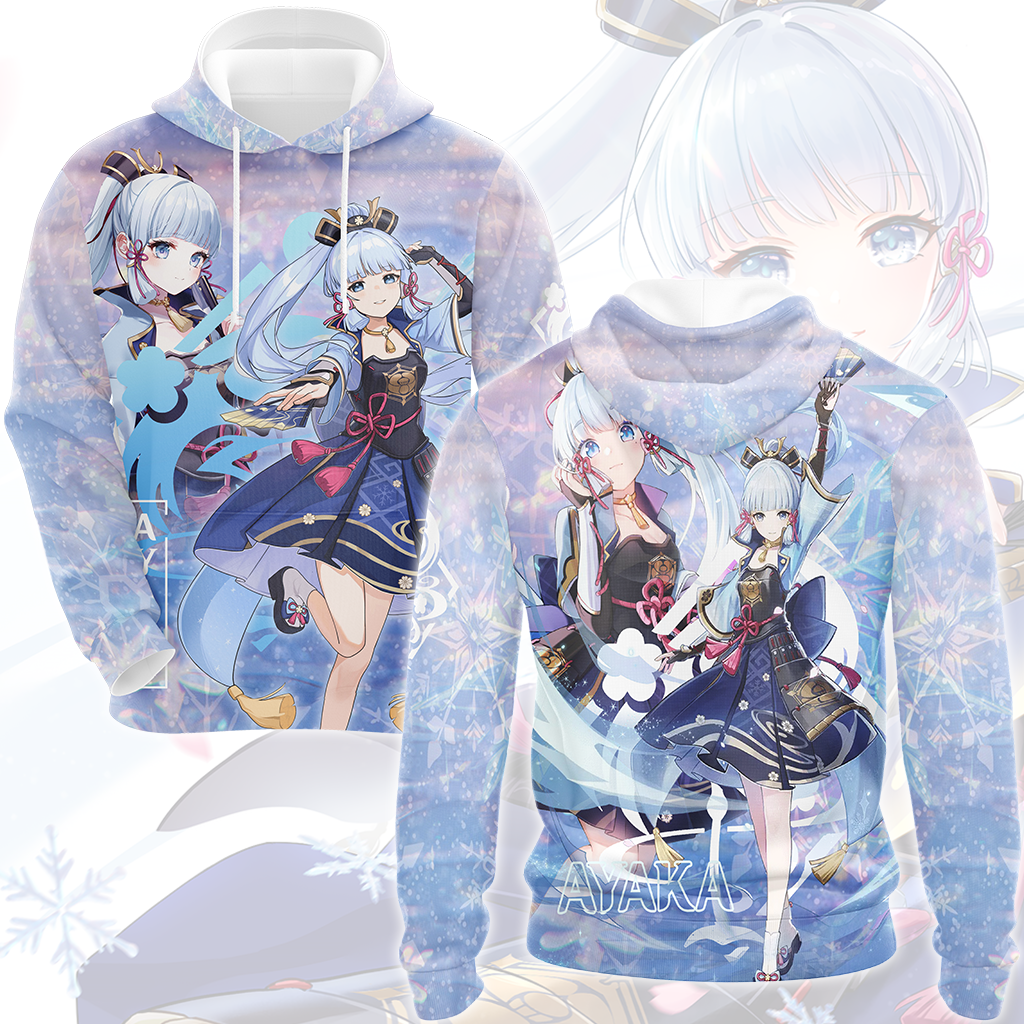 Genshin Impact Ayaka Video Game All Over Printed T-shirt Tank Top Zip Hoodie Pullover Hoodie Hawaiian Shirt Beach Shorts Joggers Hoodie