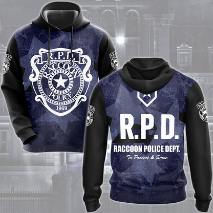 Resident Evil Raccoon City Police Department (R.P.D.) Video Game All Over Printed T-shirt Tank Top Zip Hoodie Pullover Hoodie Hawaiian Shirt Beach Shorts Joggers
