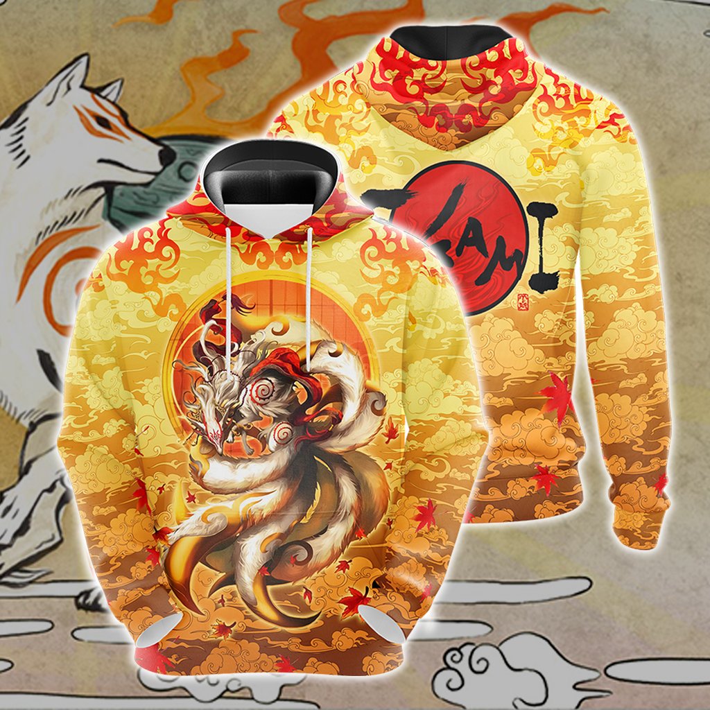 Nine Tail Okami Fox Unisex 3D T-shirt Hoodie