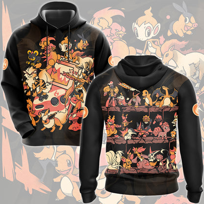 Pokemon Fire Type Club Video Game All Over Printed T-shirt Tank Top Zip Hoodie Pullover Hoodie Hawaiian Shirt Beach Shorts Joggers