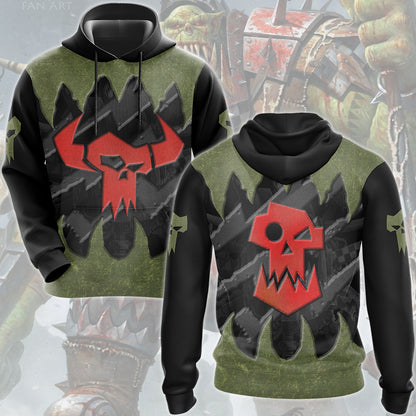 Warhammer 40K Ork Battleworn Insignia All Over Printed T-shirt Tank Top Zip Hoodie Pullover Hoodie Hawaiian Shirt Beach Shorts Joggers Hoodie
